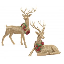 Statua renna oro con corona