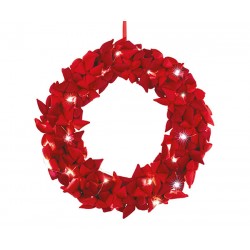 Corona con fiocchi rossi e LED