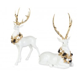 Statua di cervo bianco oro...