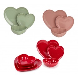 Set di 18 piatti a cuore in...