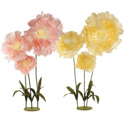 Base con 3 fiori in carta rosa