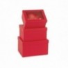 Scatole con fiorellini - set di 3 - COLORE: Rosso