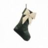 Calza in velluto verde con fiocco avorio - MISURA: Grande