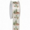 Nastro raso con cerbiatto e alberi H40mm - 15m - COLORE: Bianco