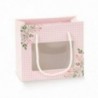 Shopper a quadretti con elefantino e finestra - 10pz - COLORE: Rosa