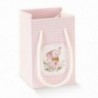 Shopper a quadretti con elefantino 7x7h12cm - 10pz - COLORE: Rosa