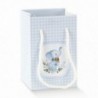 Shopper a quadretti con elefantino 7x7h12cm - 10pz - COLORE: Azzurro