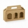 Porta vasetti da 3 con finestra - 10pz - COLORE: Avana, MISURA: A