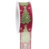 Nastro animato con alberi di Natale H40mm - 15m - COLORE: Rosso