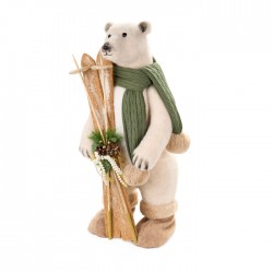Orso con sci e sciarpa in...