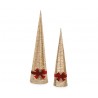 Coni con fili oro, fiocco rosso e LED - Set di 2 - MISURA: Grande