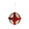Sfera D25 cm con fili oro, fiocco rosso e LED