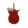Pallina di Natale in velluto rosso con pino D10 cm