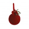 Pallina di Natale in velluto rosso con pino D20 cm