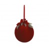 Pallina di Natale in velluto rosso con pino D28 cm