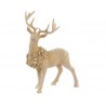 Renna di Natale floccata beige e oro H52 cm