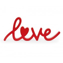 Scritta love rosso in legno