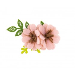 Fiori rosa con adesivo - 6pz