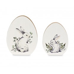 Uova legno con conigli -...