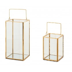 Lanterna in vetro finiture oro