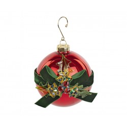 Pallina vetro rossa con fiocco